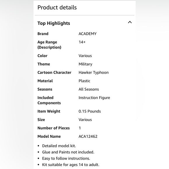 Academy Hawker Plastic Model Kit - Picture 5 of 5